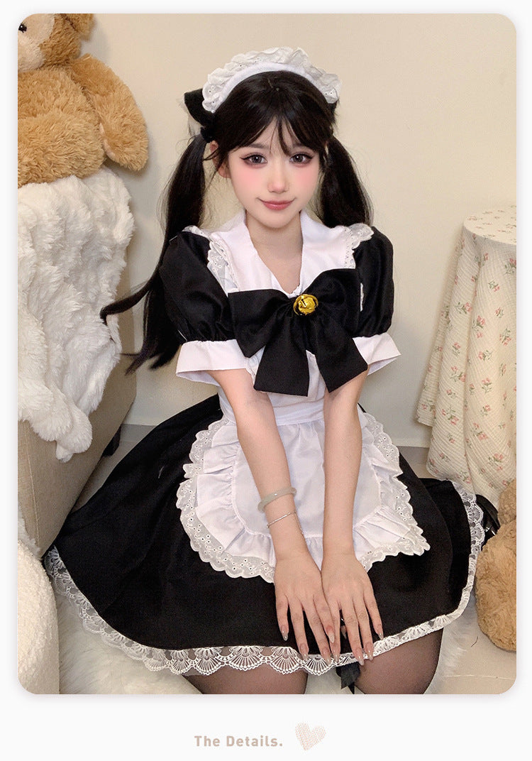 Classic Black White Maid Cos Dress Sweet Themed Private Outfit