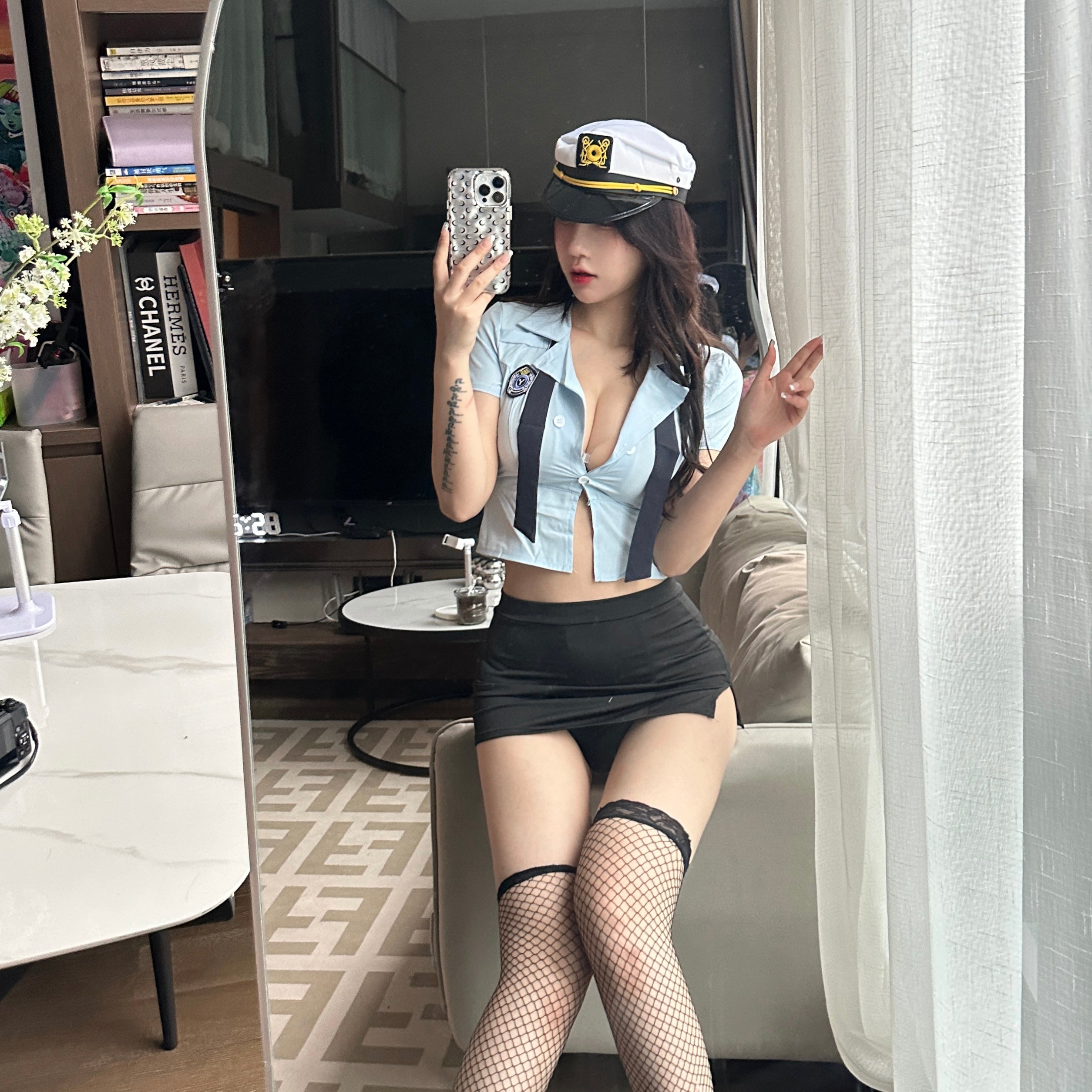 Pilot Officer Themed Cosplay Matching Lingerie Set