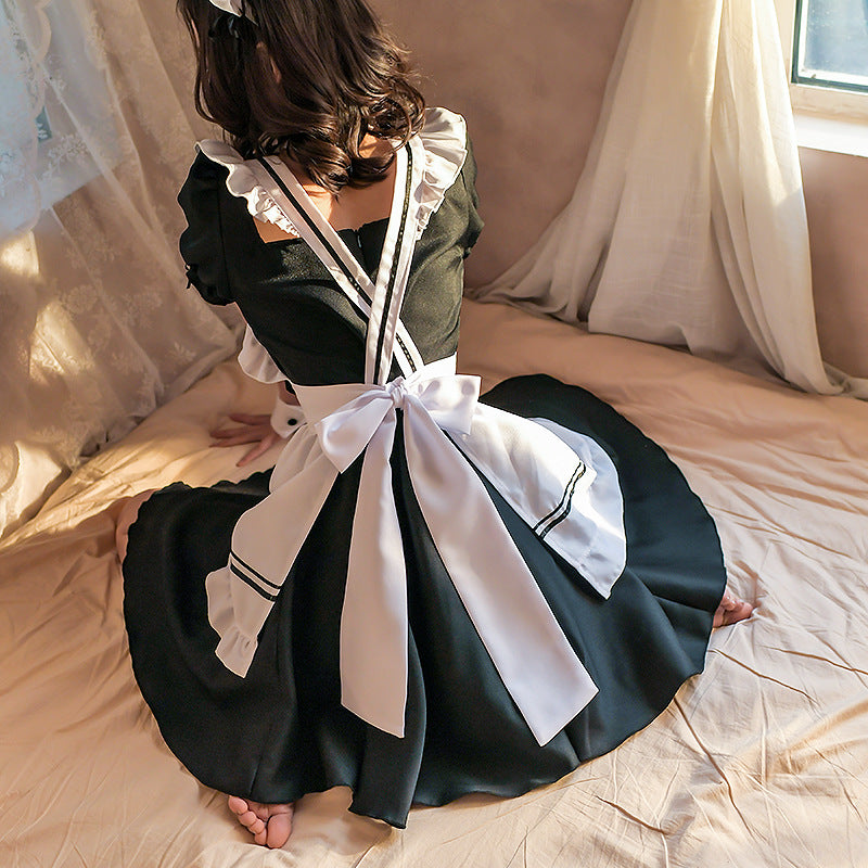 Classic Black White Maid Cos Dress Cute Themed Private Outfit