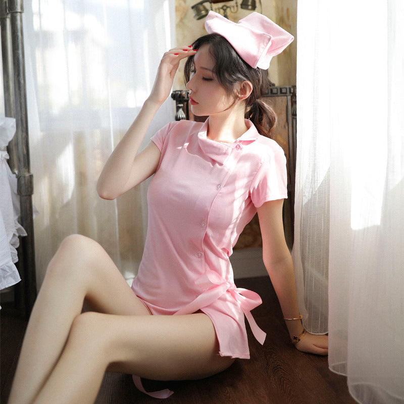 Nurse Themed Mini Tunic Outfit Two Tone Romantic Loungewear
