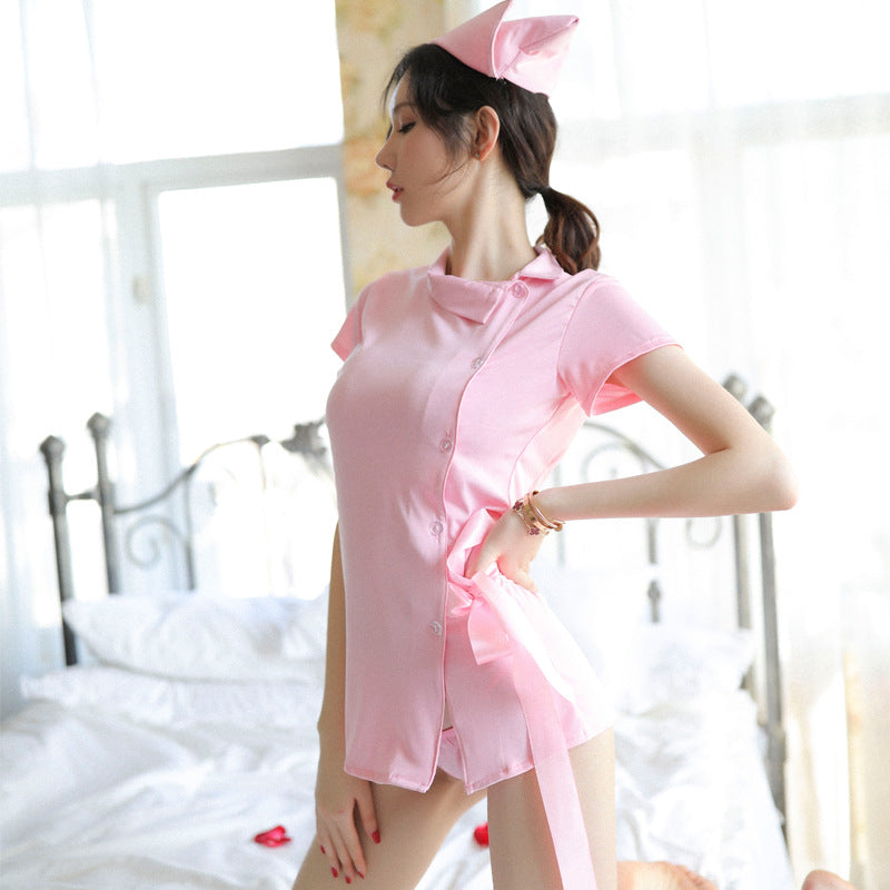 Nurse Themed Mini Tunic Outfit Two Tone Romantic Loungewear