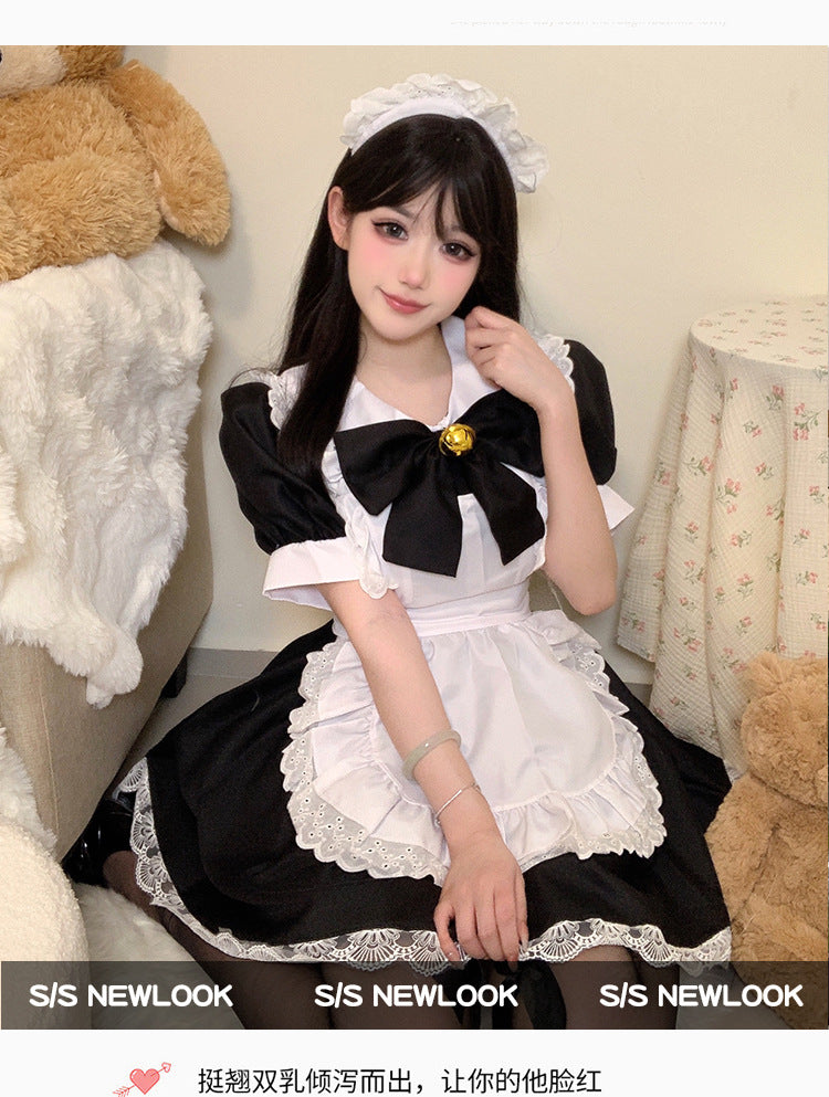 Classic Black White Maid Cos Dress Sweet Themed Private Outfit