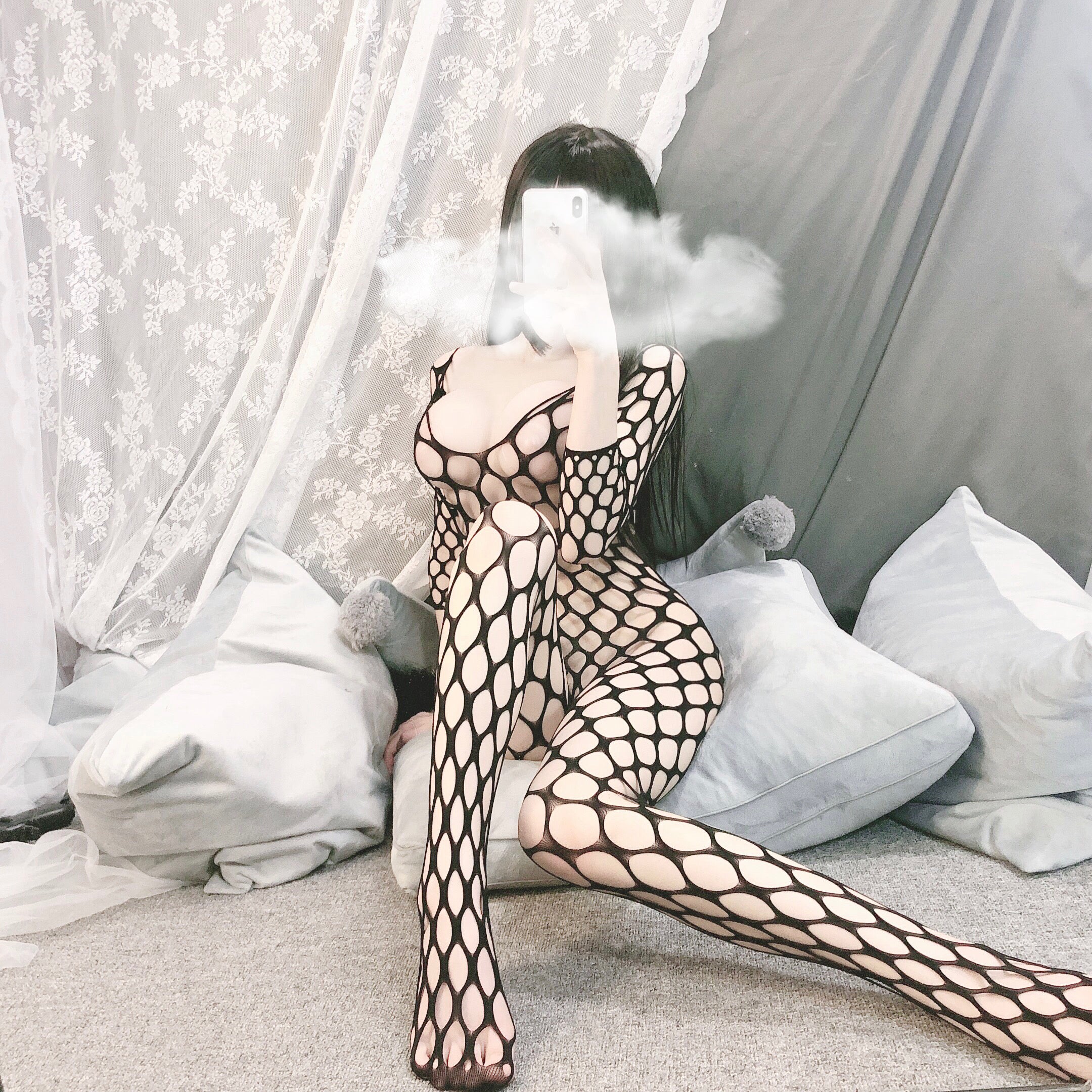 Black Fishnet Full Body One-Piece Bodysuit