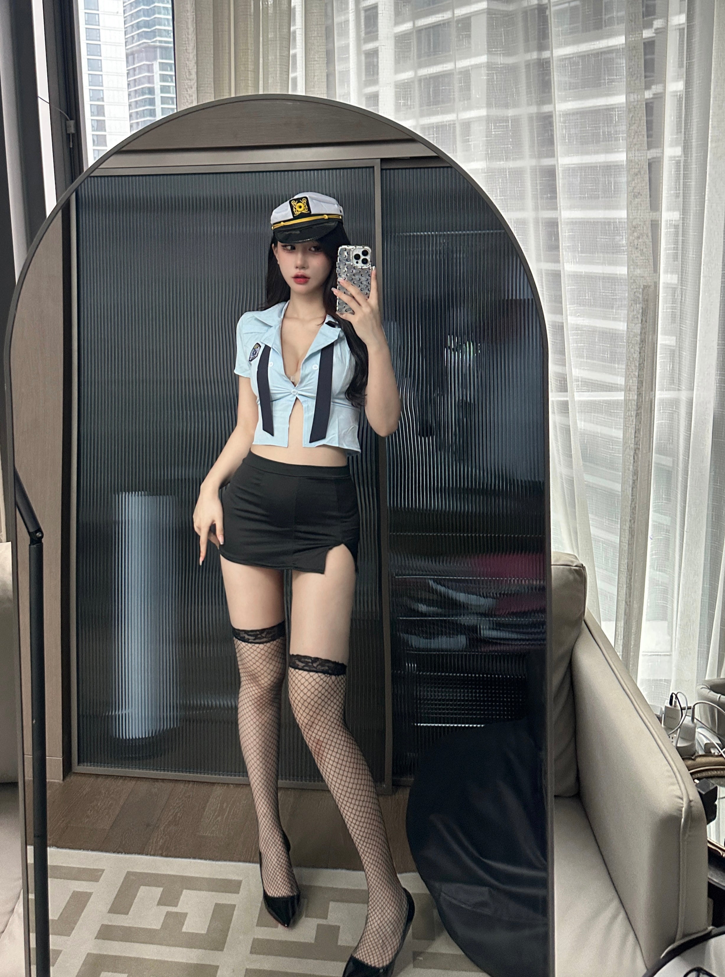 Pilot Officer Themed Cosplay Matching Lingerie Set