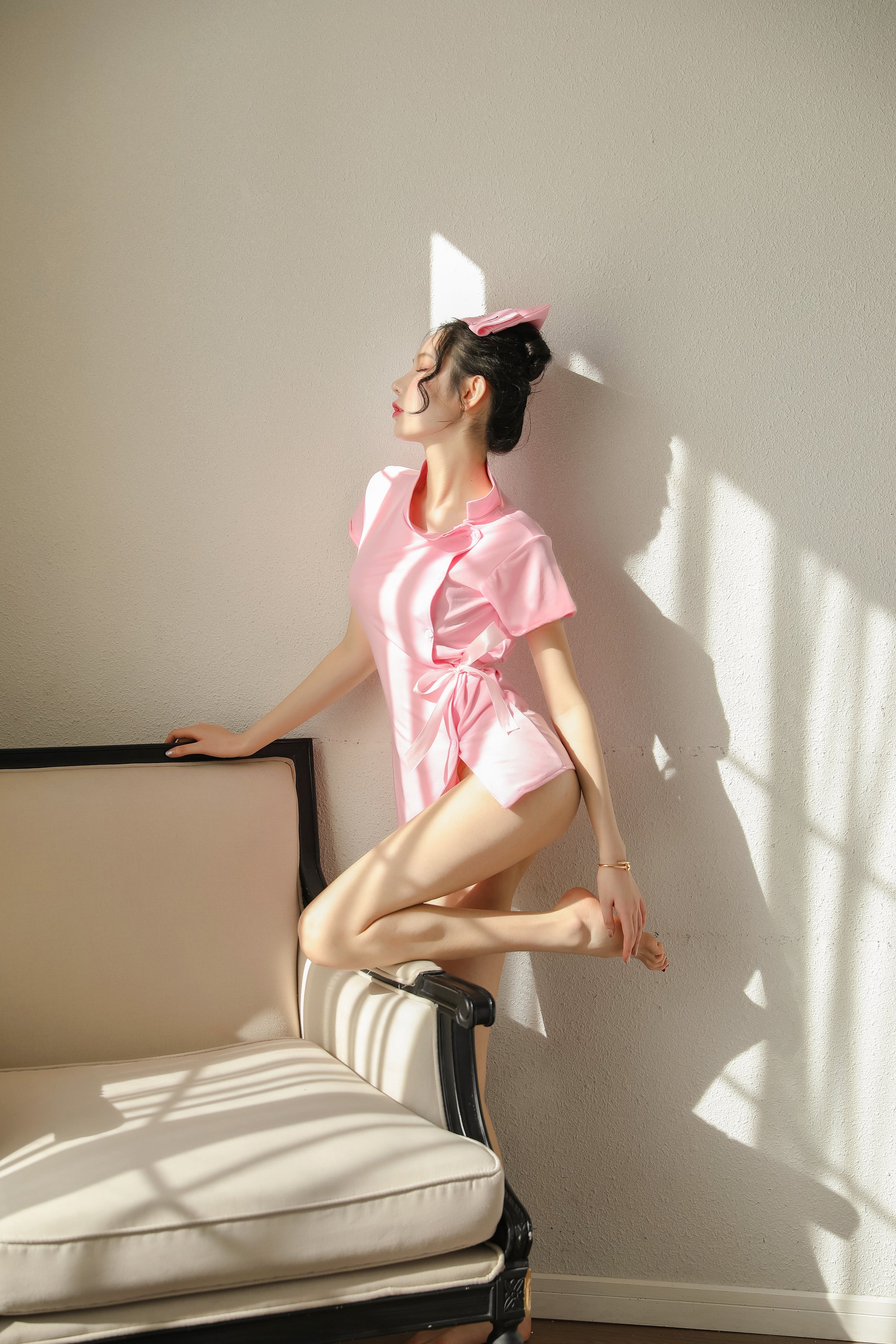 Nurse Themed Mini Tunic Outfit Two Tone Romantic Loungewear
