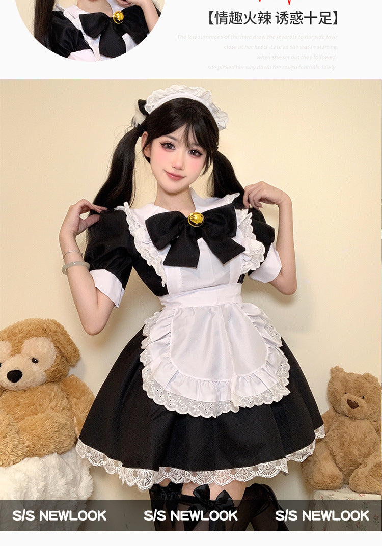 Classic Black White Maid Cos Dress Sweet Themed Private Outfit