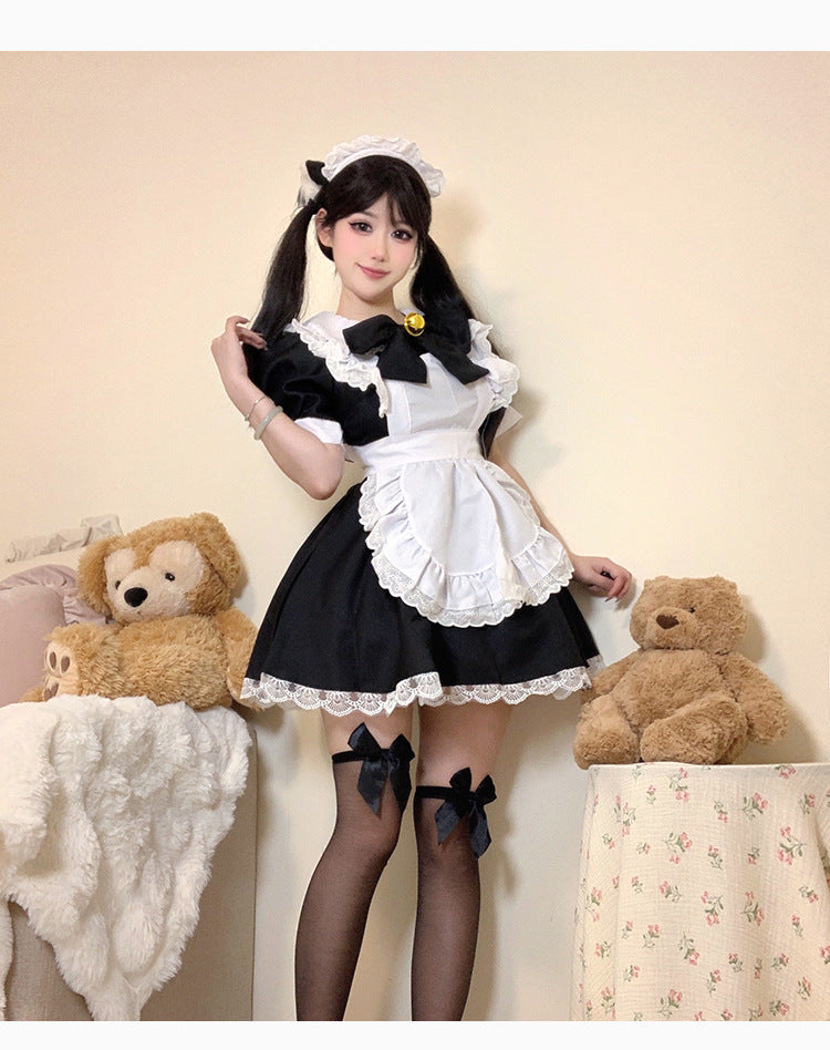 Classic Black White Maid Cos Dress Sweet Themed Private Outfit