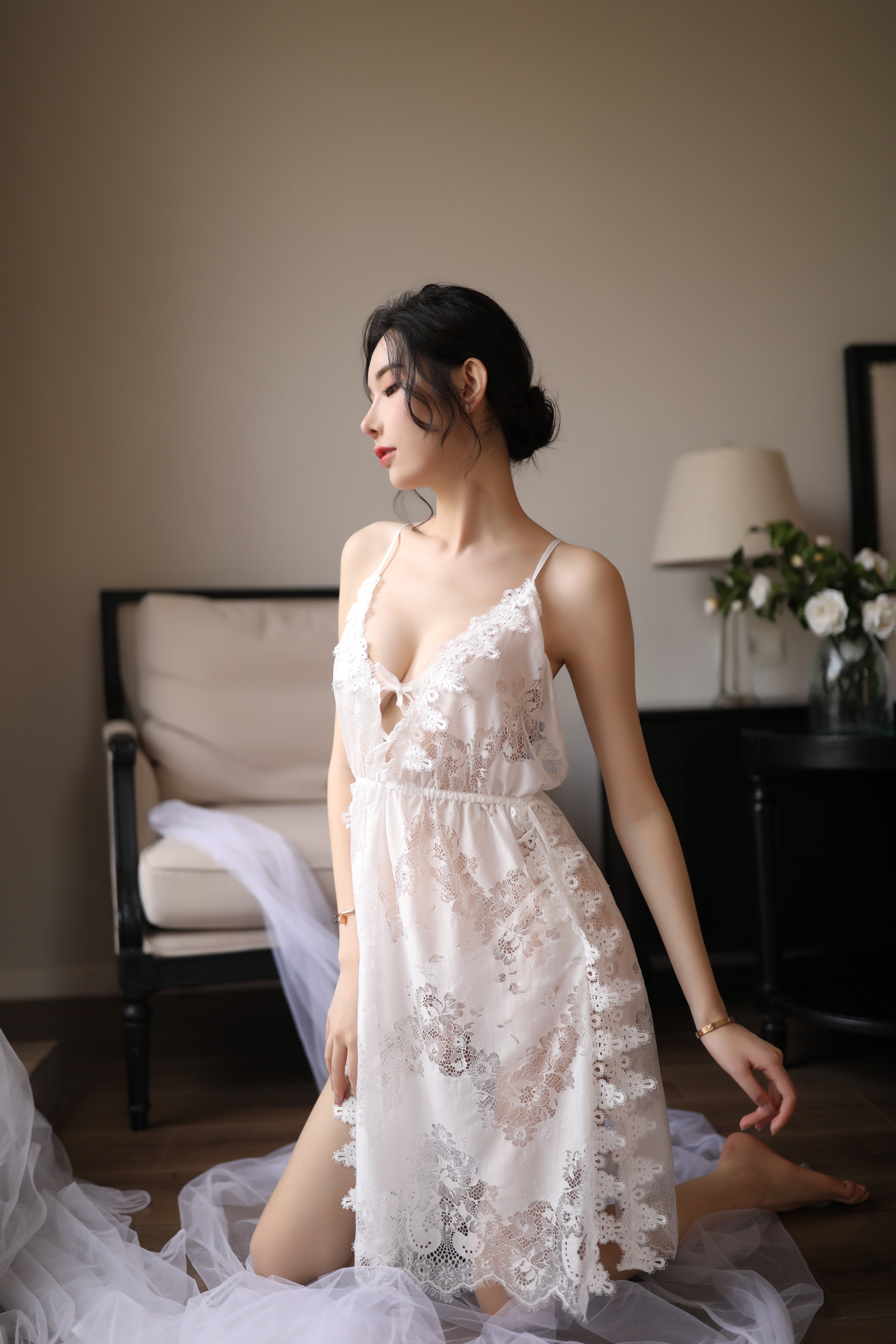 V Neck Flowy Midi Slip Dress Multi Color Private Loungewear