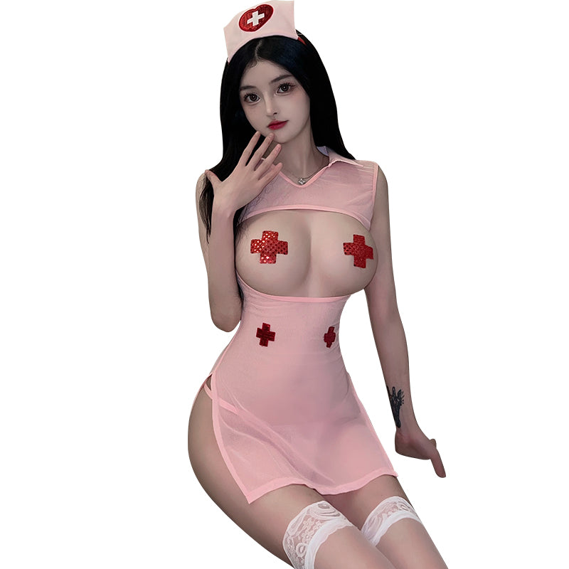 Pink Nurse Themed Matching Two Piece Loungewear Set